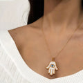 Jiingcan Crystal Boho Women Handmade Beaded Necklace Steel Chain Hamsa Hand Pendant Japanese Miyuki Necklace