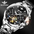Oupinle  3186 Morden Style  Flywheel Design Luminous Automatic Movement Custom Luxury Gift Mens Business Waterproof Oem Watch