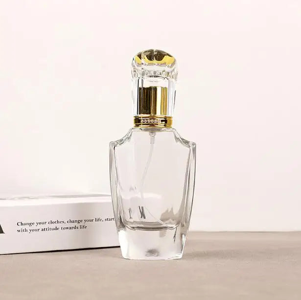 Free Samples Luxury Transparent Thick Wall with Gold Silver Lid 50ml Empty Glass Screw Perfume Bottle 50 ml