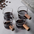 80ml Borosilicate Glass Milk Pitcher Mini Espresso Measuring Cup with Wood Handle