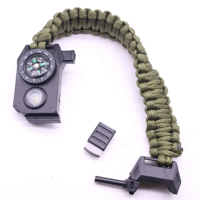 Flintstone Compass Whistle Bracelet 5-In-1 Multifunctional Survival Tool for Adventure Climbing Casual Use Seven-Core Survival