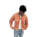 Ky New Streetwear Crop Boxy Checks WAshed Homme SHirt Chemises for Men Cotton