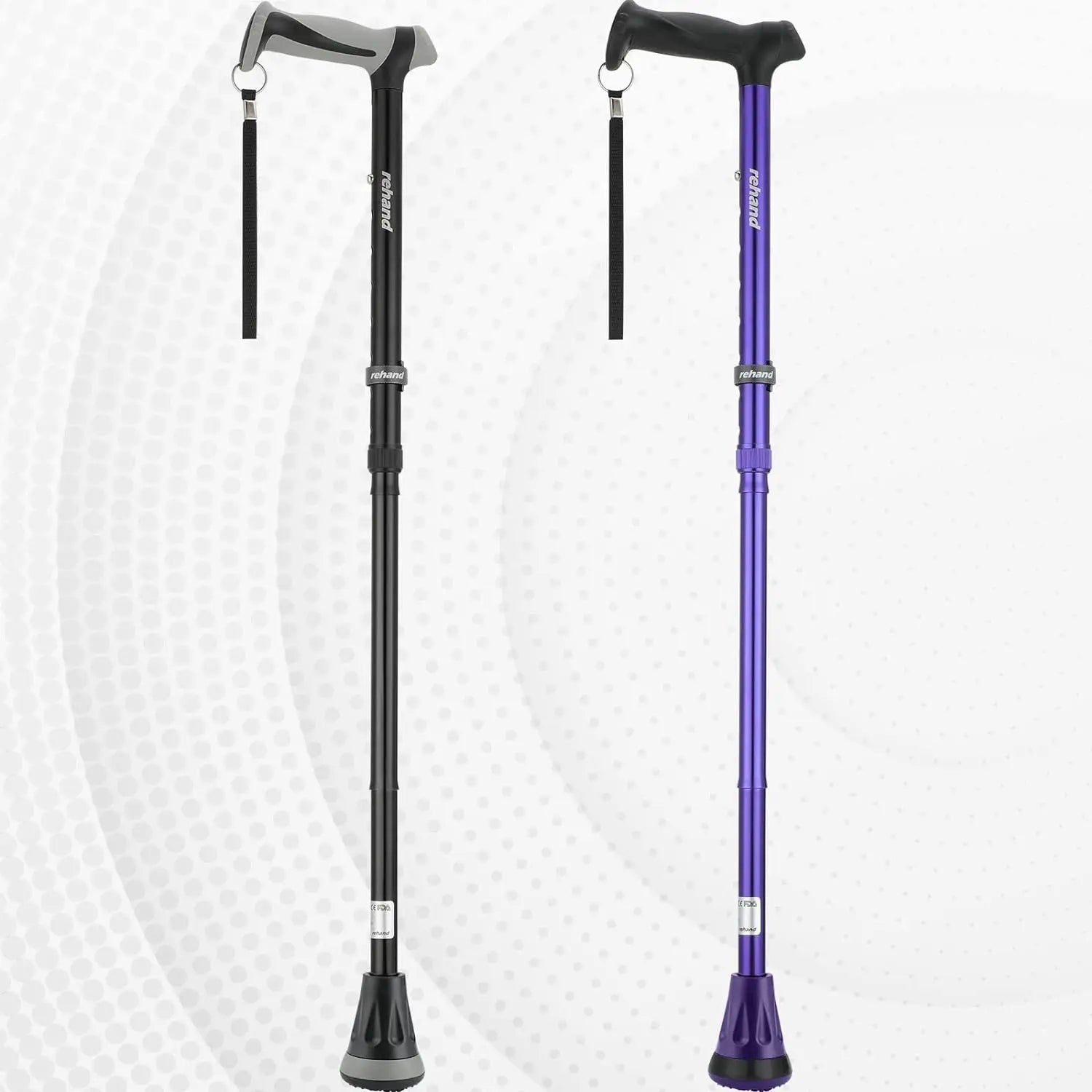 Rehand Lightweight Aluminum Large Cane Adjustable Height 78-96cm Multi-Functional Non-Slip Elderly Walking Aid Multi-Use