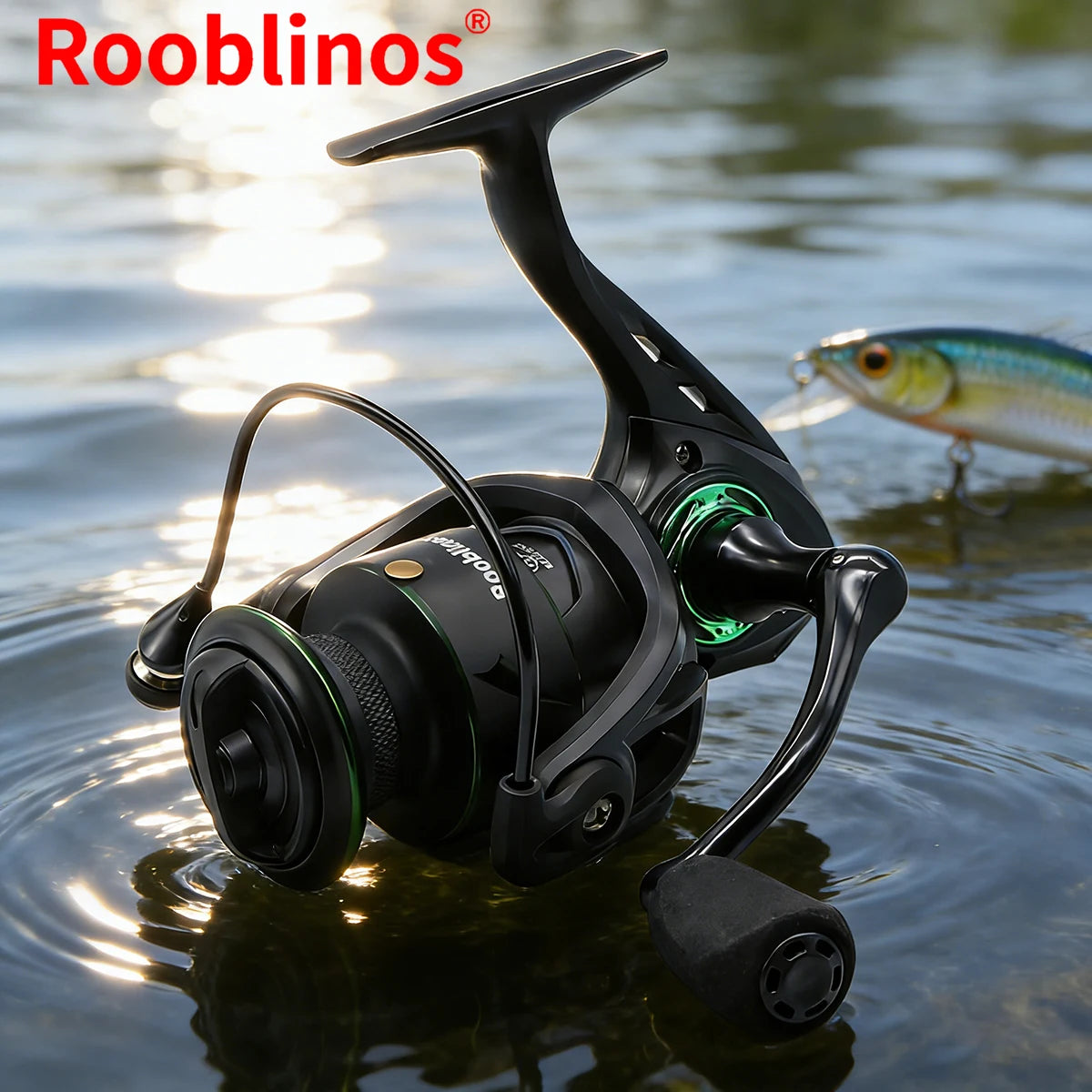 [Germany Stock] Rooblinos RF Left Hand Spinning Baitcasting 5.2:1 Gear Ratio 5 Bearings Anti-Reverse System Fake Bait Nylon for