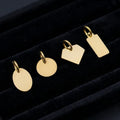 High Polished PVD Plated Stainless Steel Disc Oval Rectangle Geometric Diamond Shapes Engraved Logo Charm Pendant
