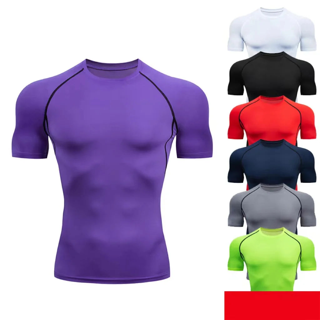 Fashionable Newest Commodity Solid Color Quick Dry Sport Top Gym Clothes Short Sleeve Training Wear for Men