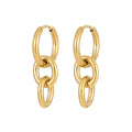 Simple Dainty Jewelry Round Chain Earrings Hoop Studs Non Tarnish Water Proof Jewelry Gold Plated Stainless Steel Stud Earrings