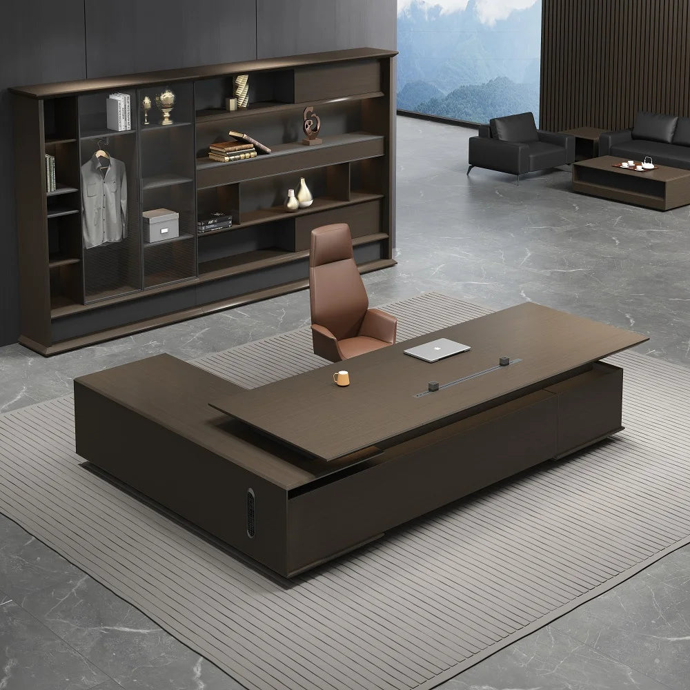 Modern CEO Office Desk Furniture Workstation Luxury  Manager Boss L Shape Office Table OEM Executive Office Desk