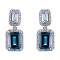 Gorgeous Rhodium Plated 925 Silver Jewelry Natural London Blue Topaz Drop Earrings for Women Anniversary Gift