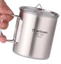 Portable Stainless Steel Coffee Mug with Foldable Handle and Lid for Cooking Water Milk for Camping & Hiking