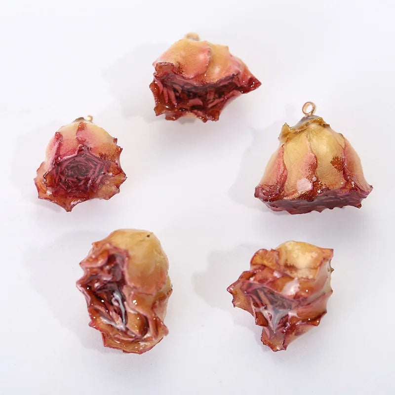 Fashion Rose True Flower Diy Necklace Bracelet Earring Accessories Natural Flower Pendants Charms for Bracelets Making