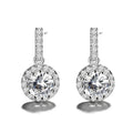 Beautiful Jewelry Genuine 925 Sterling Silver Round CZ Dangle Earrings