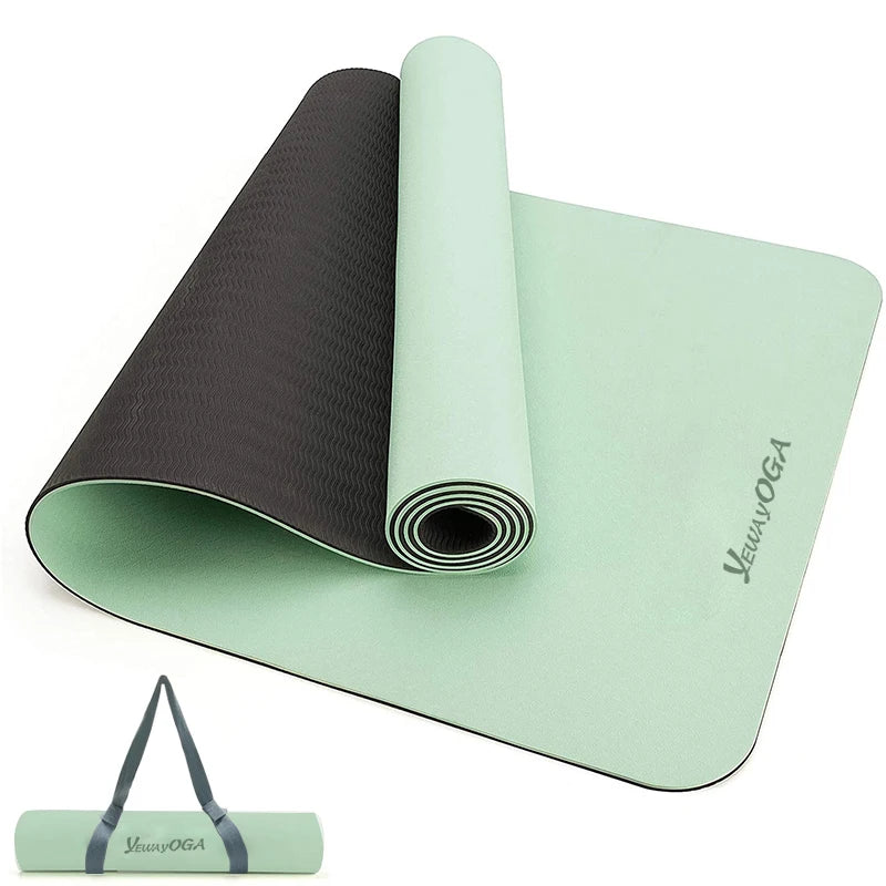Eco Non-Slip High Quality Anti-Tear TPE Yoga Mat with Carrying Strap Circular Shape 6mm Thickness Customized Color Logo