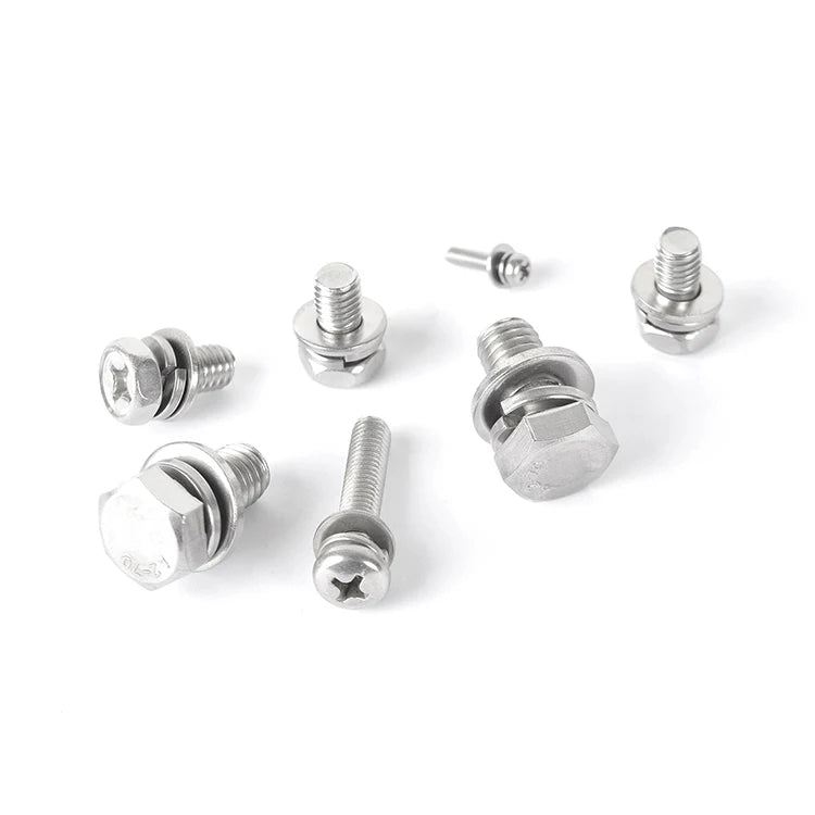 Rust-Free Kitchen Sink Fasteners 304 Stainless Steel Hex Bolt Nut and Washer Assembly for Commercial Food Service Equipment Set