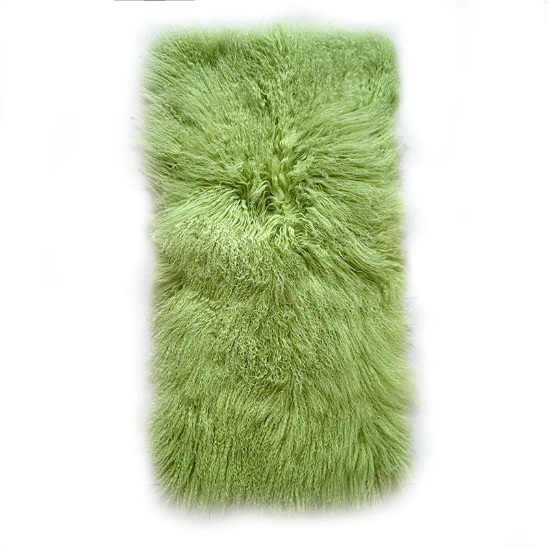 Rectangle Real Sheepskin Rug Lamb Fur Plate Curly Tibetan Mongolian Fur Pelt