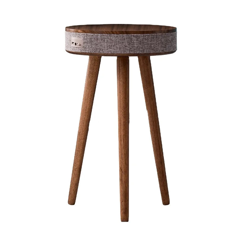 Hot Sale Round Wood Wireless Charging Speaker Night Stand Stainless Steel Bedside Cabinet for Bedroom or Hospital Use