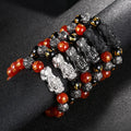 Men's Women's Retro Personality Agate Pearl Titanium Steel Pixiu Bracelet Lettering Good Luck Chinese Meaning Feng Christians