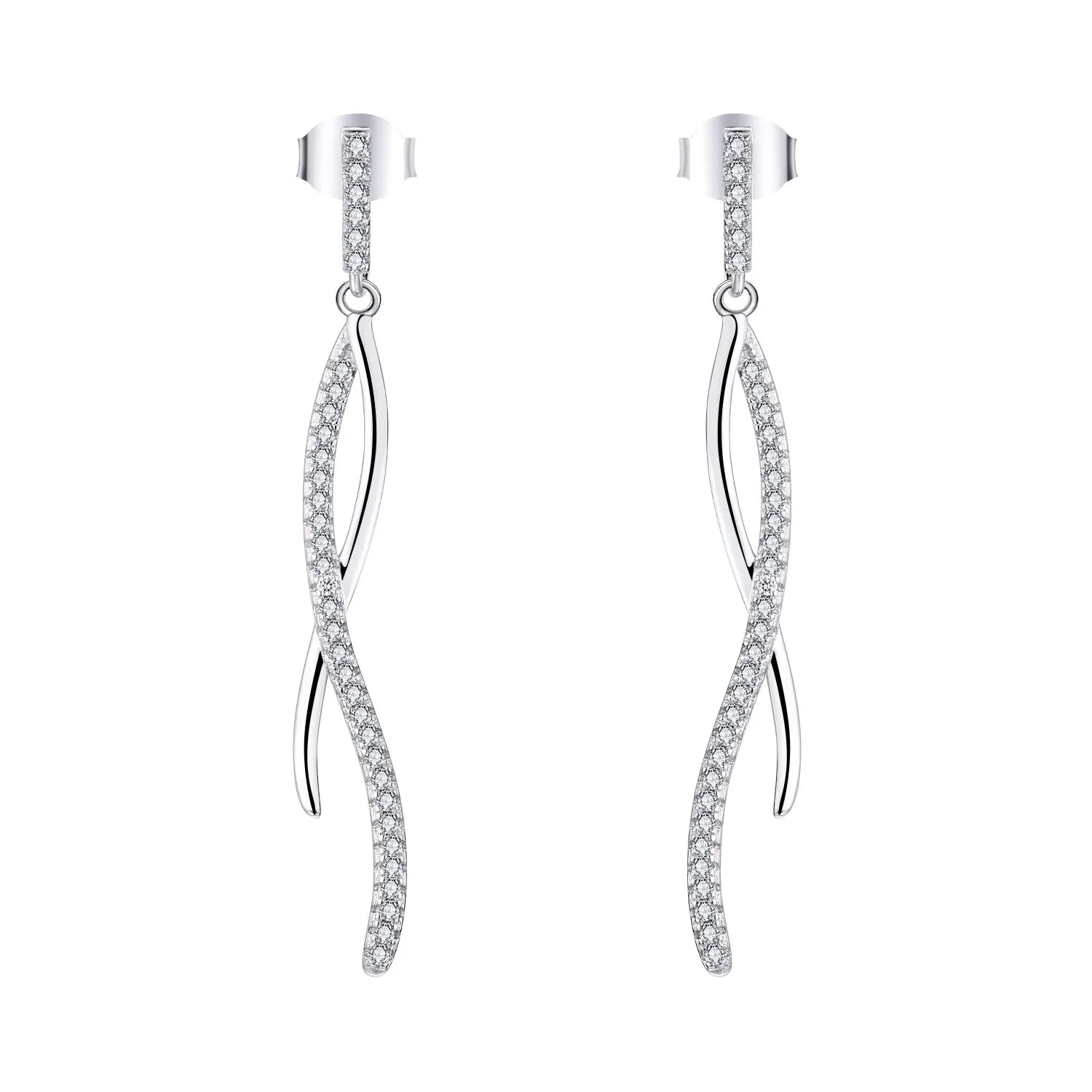 Personality 925 Sterling Silver Cubic Zirconia Stud Earrings S Wire Cross Earrings Wholesale