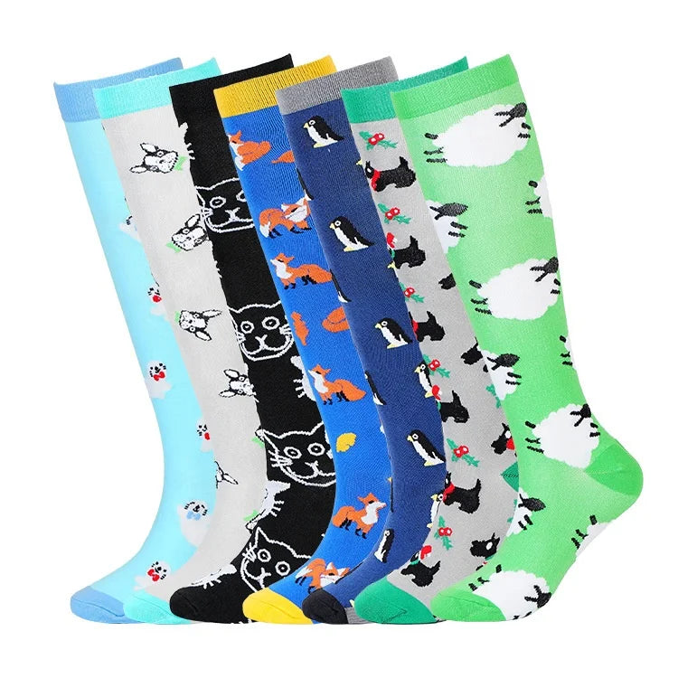 Professional Top Quality Compression Sport Socks Private Label Cycling 15-20 Mmhg Fun Running Athletic Socks for Women Men