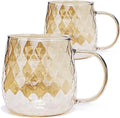 11.8 Ounces Glass Mugs Set of 2 Borosilicate Glass Cups with HandleHot Ice Beverage Cups