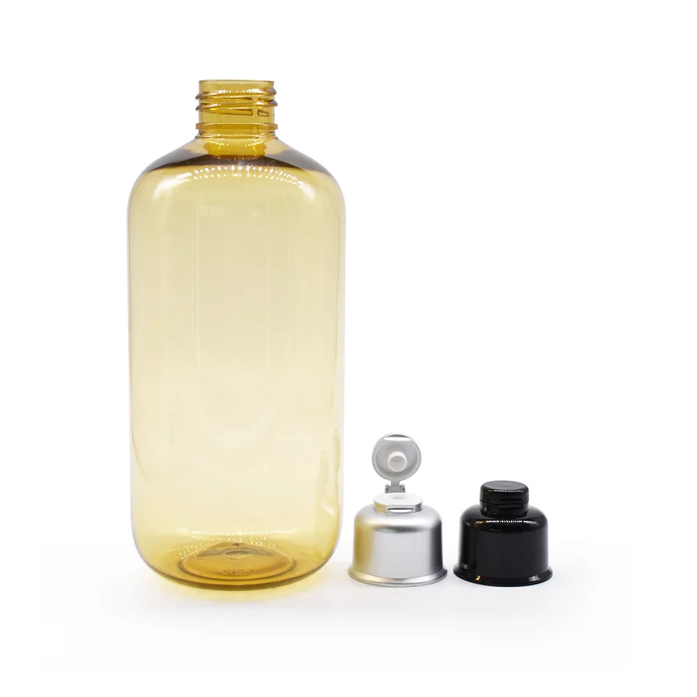Lotion Bottles Packaging 100ml 200ml 300ml Amber Yellow Pet Plastic Shampoo Bottles Flip Top