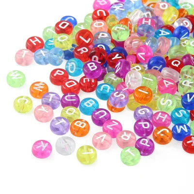 7mm DIY Clear Colorful Acrylic Alphabet Letter Beads for Bracelets Necklaces Key ChainsJewelry Making