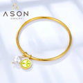 Ason Jewelry 2023 Fashion Latest Bracelet Mixed Color Lemon Slice with Shaped White Pearl Stainless Steel Jewelry Bracelet