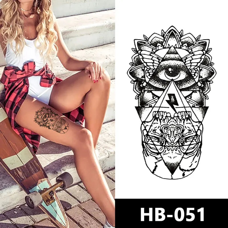 Non-toxic Fashionable New Tattoo Stickers Legs Shoulder Arms Skull Animal Waterproof Temporary Tattoo Stickers