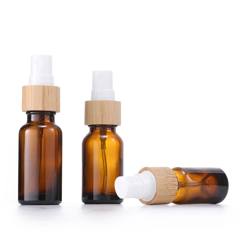 Clear Amber Glass Spray Sample Vials Mini Perfume Bottle with Bamboo Sprayer 5ML 10ML 20ML 30ML 50ML 100ML