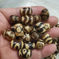 Mini Black 12x16mm Old Dzi Stone Beads for Jewelry Making Loose Beads with Various Patterns