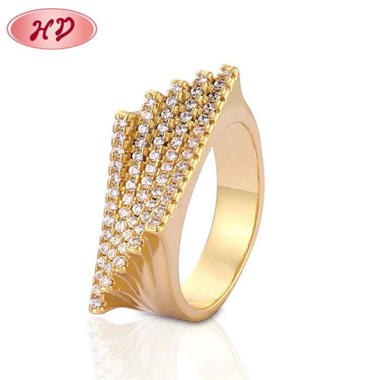 Fashion Simple Gold Plated Big Stone Ring Designs for Women MegaBDM