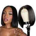 Free Shipping Black Cuticle Aligned 150% Density Straight Lace Front Bob Wigs Natural Hairline