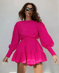 35% Cotton High Quality Elegant Woman Dress Vintage Puff Sleeve Dress