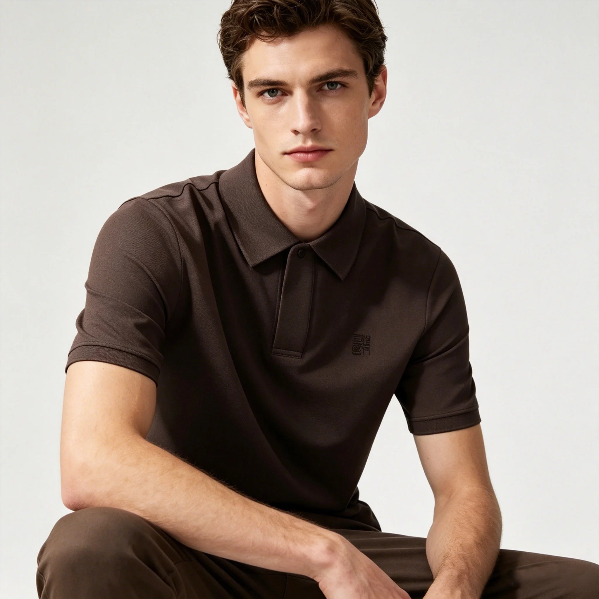 Premium Stretch Fabric Men's Polo Minimalist Design with Embroidered Logo Option Ready for Private Label Low MOQ Accepted