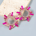 Claw Chain Series Alloy Glass Rhinestone Sun Flower Earrings Fashion Girl Full Rhinestone Dinner Hoop Earrings Jewelry