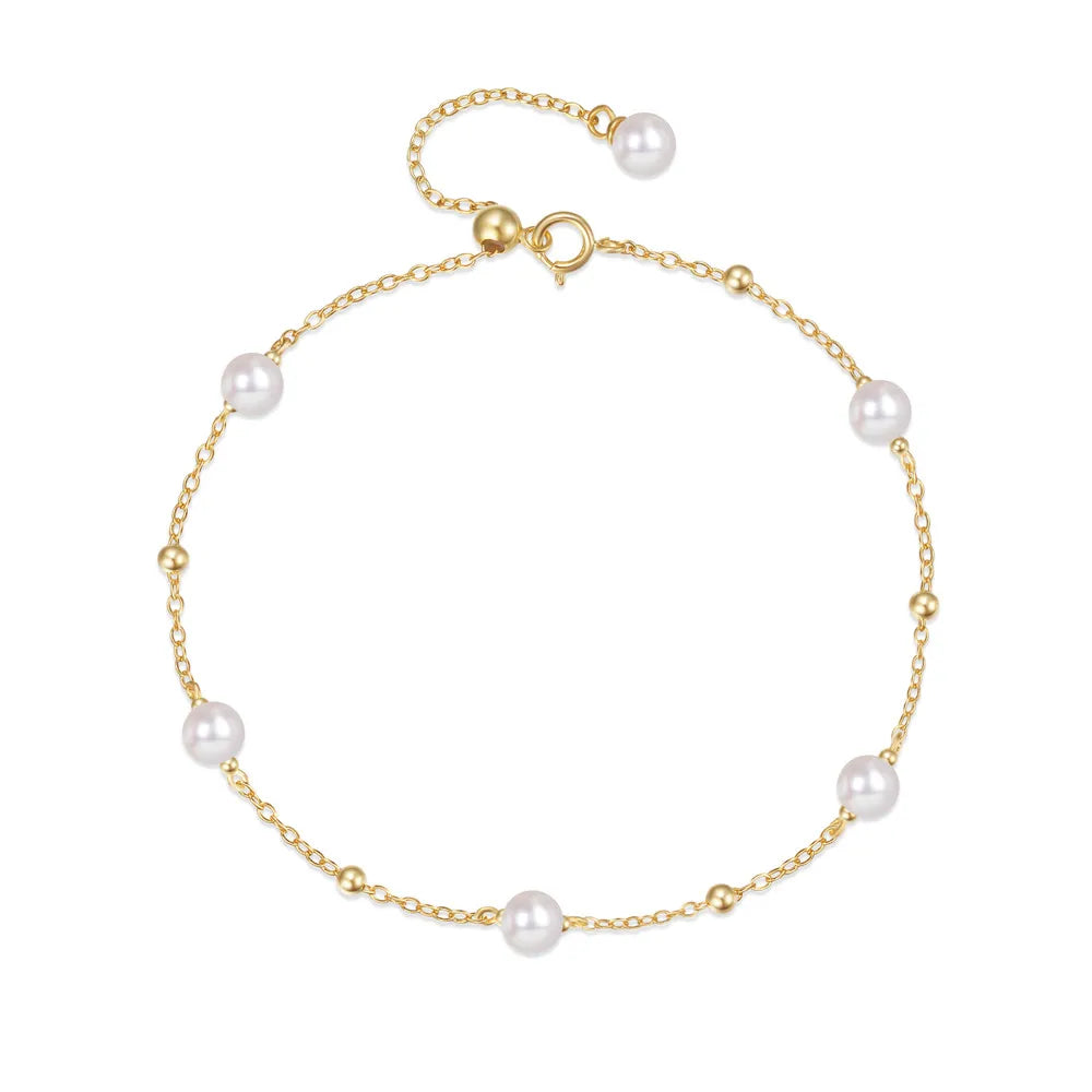 Fine Jewelry Bracelets 925 Sterling Silver Friendship Bracelets Small Bead Chain Gold Plated Bracelets Women Luxury