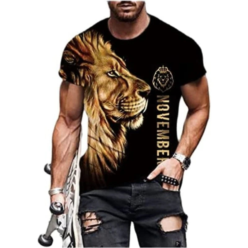Fitspi Men's 3D Shirt's Graphic Tees Animal Print T-Shirts for Men Short Sleeve Casual Streetwear Fashion With Designs