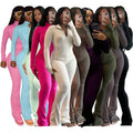 Lounge Wear Women Set Custom logo Workout Fitness Two Pieces Leggings Outfits Yoga Jacket Hoodie Flare Pant Women Tracksuit Set