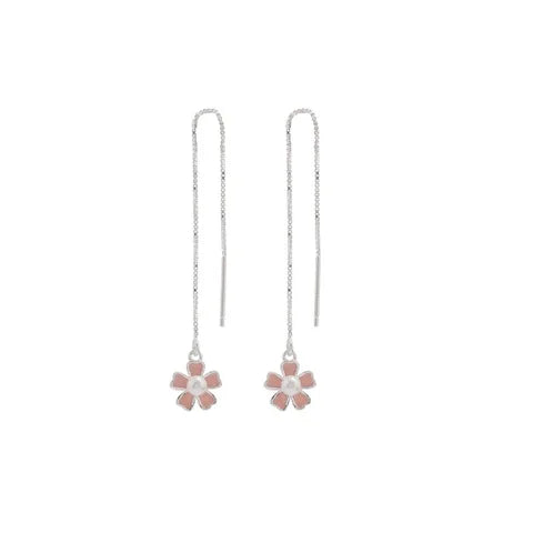 FY-EX125 925 Silver Flower Fashion Earrings Long Earrings for Women Ear Line Drop Earring