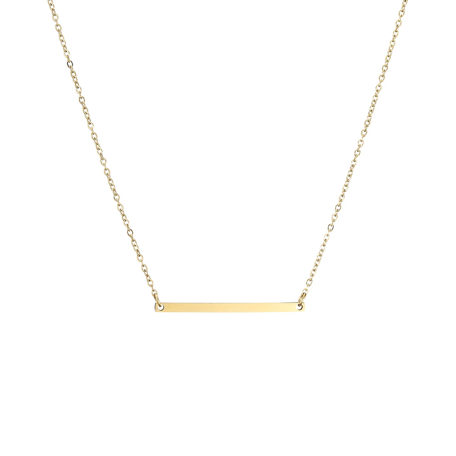 Wholesale Customizable Women's Stainless Steel 30*2mm Bar Pendant Necklace Gold Plated Link Chain Trendy Personalized Design