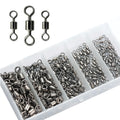 250pcs/Set Stainless Steel Silver Fishing Rolling Barrel Swivel Connector with Box 2# 4# 6# 8# 10# Swivels 5 Sizes