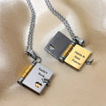 Wholesale Stainless Steel Couple Personalized Stainless Steel Jewelry Engraved Words Love Openable Book Pendant Locket Necklace