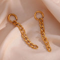 Dreamshow Vintage Dangle Gold Plated Figaro Chain Tassel Drop Earring Tarnish Free Stainless Steel Summer Jewelry