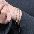 Chris April 316L Stainless Steel Gold Plated Simple Solitaire Bracelet Zircon Charm