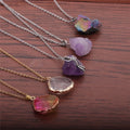 Fashion and Simple Luckysine European and American Style Semi Precious Stone Amethyst Agate Pendant Necklace
