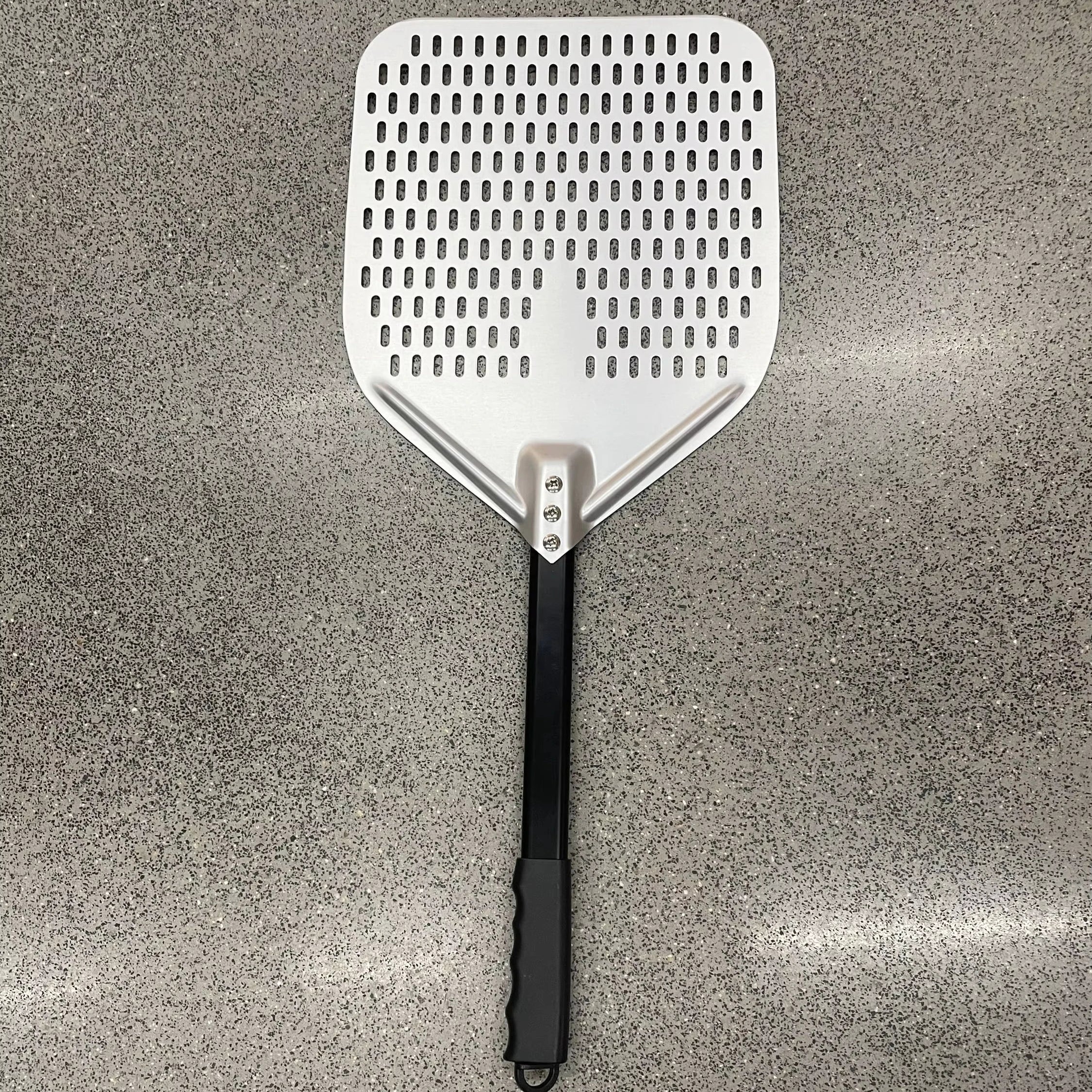 14 Inch Non-stick Perforated Aluminum Pizza Peel and Durable Metal Pizza Paddle Silicone Handle 14*16 Inch Pizza Spatula