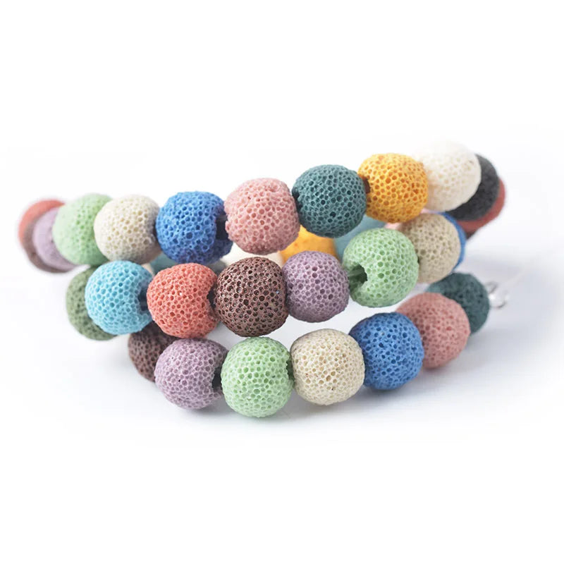 Wholesale 15.5\" Colorful Lava Rock Stone Beads for Essential Oil Diffusion Jewelry Making Crafts