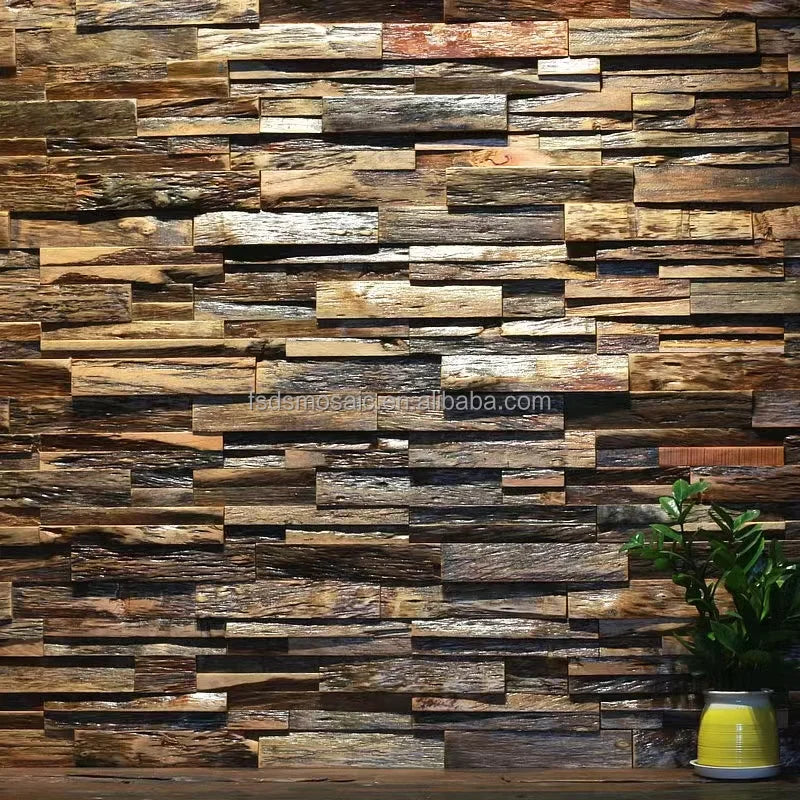 Modern 3D Wall Panel Wooden Mosaic Tile for Wall Decoration Indoor Application  Living Room or Bedroom Background Wall