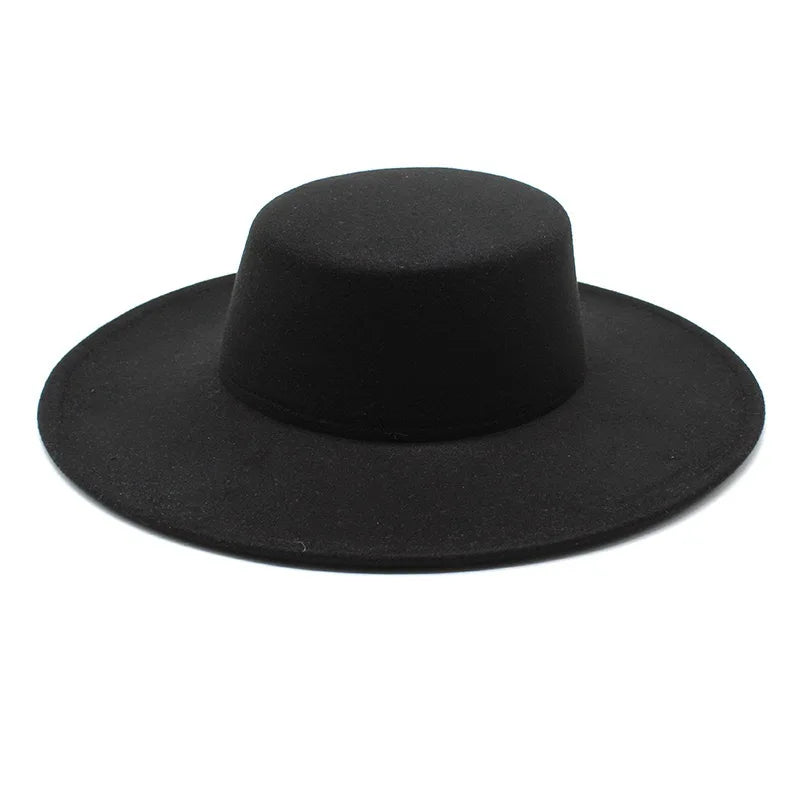 Wholesale Women's Big Wide Brim Flat Top Boater Fedora Hat for Party Fishing Business Casual Outdoor Scenes