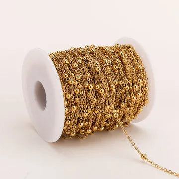 304 Stainless Steel O Small Thin Chain with Round Ball Silver Gold Plated for DIY Jewelry Making